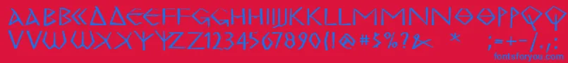 MkgrecoExtrabold Font – Blue Fonts on Red Background