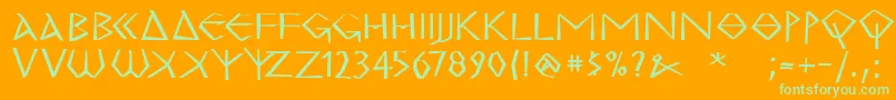 MkgrecoExtrabold-Schriftart – Grüne Schriften auf orangefarbenem Hintergrund