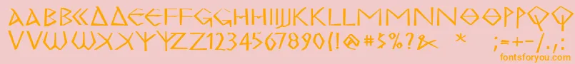 MkgrecoExtrabold-Schriftart – Orangefarbene Schriften auf rosa Hintergrund