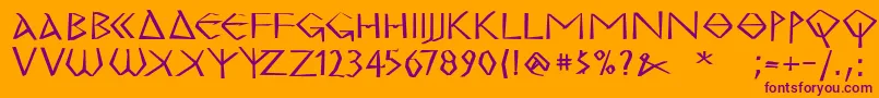 Weitere Informationen zur MkgrecoExtrabold-Schriftart MkgrecoExtrabold-Schriftart – Violette Schriften auf orangefarbenem Hintergrund