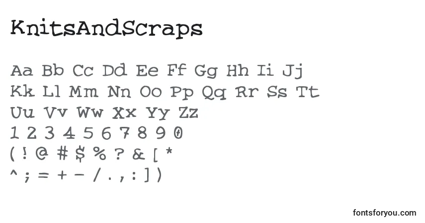 A fonte KnitsAndScraps – alfabeto, números, caracteres especiais