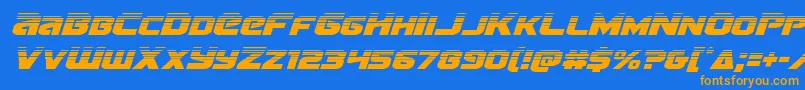 Weitere Informationen zur Terranhalfital-Schriftart Terranhalfital-Schriftart – Orangefarbene Schriften auf blauem Hintergrund