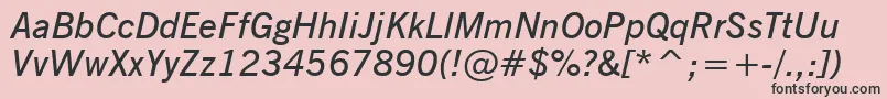 フォントNewsGothicDemiItalicBt – ピンクの背景に黒い文字