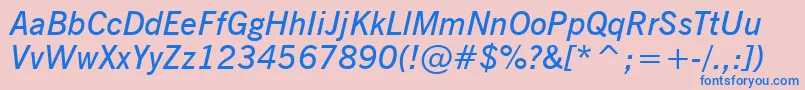 フォントNewsGothicDemiItalicBt – ピンクの背景に青い文字