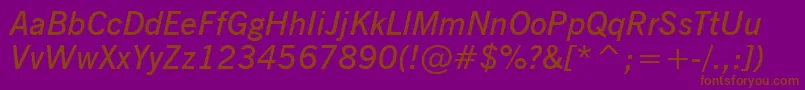 フォントNewsGothicDemiItalicBt – 紫色の背景に茶色のフォント