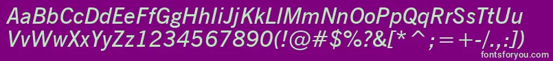 フォントNewsGothicDemiItalicBt – 紫の背景に緑のフォント