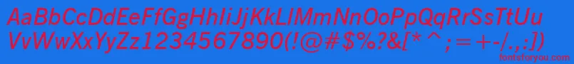 Czcionka NewsGothicDemiItalicBt – czerwone czcionki na niebieskim tle