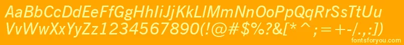 フォントNewsGothicDemiItalicBt – オレンジの背景に黄色の文字