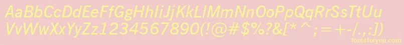 NewsGothicDemiItalicBt Font – Yellow Fonts on Pink Background