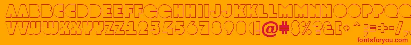 GrotoshNormal-Schriftart – Rote Schriften auf orangefarbenem Hintergrund