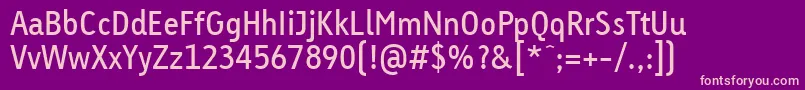 LinotypeTetriaRegularTab-fontti – vaaleanpunaiset fontit violetilla taustalla