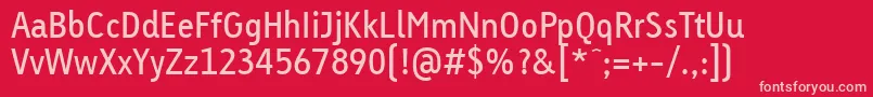 LinotypeTetriaRegularTab-Schriftart – Rosa Schriften auf rotem Hintergrund