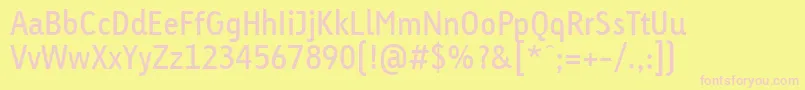 LinotypeTetriaRegularTab-Schriftart – Rosa Schriften auf gelbem Hintergrund