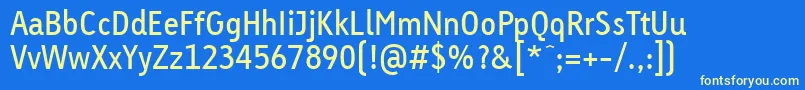 Fonte LinotypeTetriaRegularTab – fontes amarelas em um fundo azul