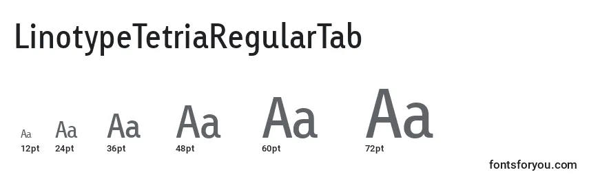 Размеры шрифта LinotypeTetriaRegularTab