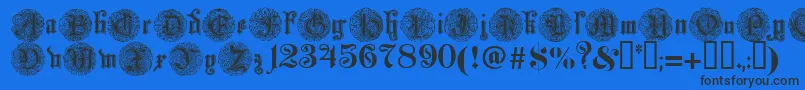 Fonte Monarchi – fontes pretas em um fundo azul