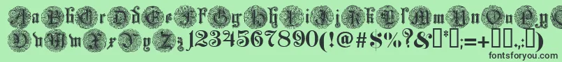 Fonte Monarchi – fontes pretas em um fundo verde