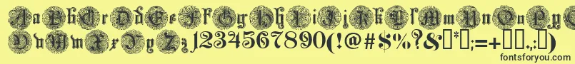 Monarchi-Schriftart – Schwarze Schriften auf gelbem Hintergrund