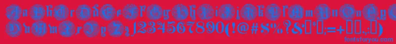 Police Monarchi – polices bleues sur fond rouge