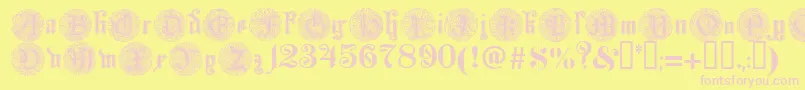 Fonte Monarchi – fontes rosa em um fundo amarelo