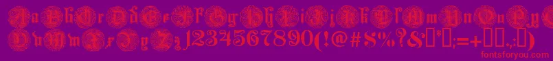 Monarchi-Schriftart – Rote Schriften auf violettem Hintergrund