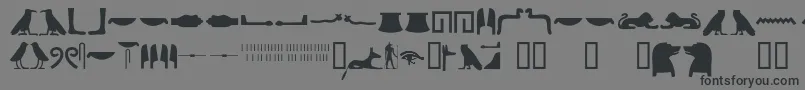 Шрифт Egyptianhieroglyphssilhouet – чёрные шрифты на сером фоне