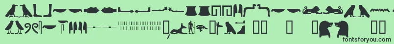 fuente Egyptianhieroglyphssilhouet – Fuentes Negras Sobre Fondo Verde