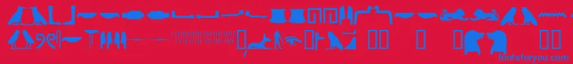 Egyptianhieroglyphssilhouet Font – Blue Fonts on Red Background