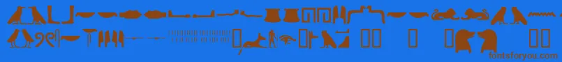 Egyptianhieroglyphssilhouet Font – Brown Fonts on Blue Background