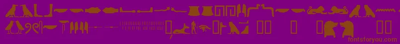 fuente Egyptianhieroglyphssilhouet – Fuentes Marrones Sobre Fondo Morado