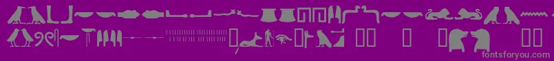 Egyptianhieroglyphssilhouet Font – Gray Fonts on Purple Background