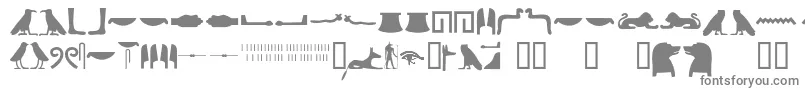 Fonte Egyptianhieroglyphssilhouet – fontes cinzas em um fundo branco