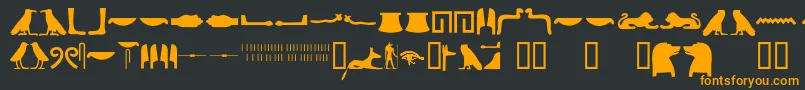 Egyptianhieroglyphssilhouet Font – Orange Fonts on Black Background