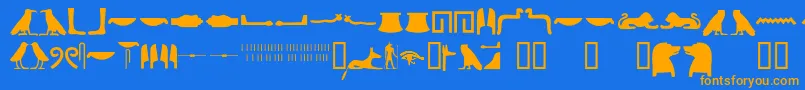 Czcionka Egyptianhieroglyphssilhouet – pomarańczowe czcionki na niebieskim tle