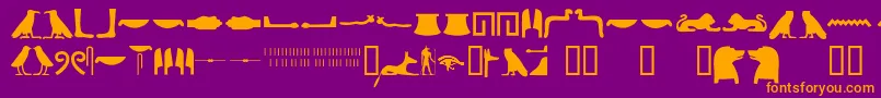 Egyptianhieroglyphssilhouet-fontti – oranssit fontit violetilla taustalla