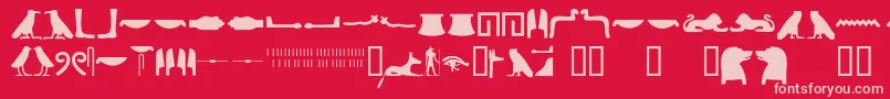 fuente Egyptianhieroglyphssilhouet – Fuentes Rosadas Sobre Fondo Rojo