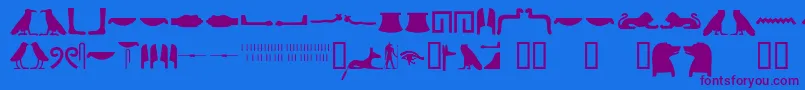 Egyptianhieroglyphssilhouet-fontti – violetit fontit sinisellä taustalla