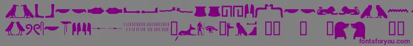 Czcionka Egyptianhieroglyphssilhouet – fioletowe czcionki na szarym tle