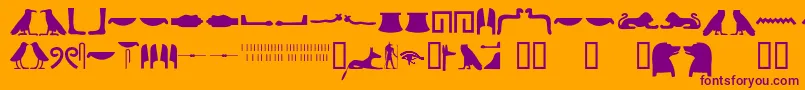 Police Egyptianhieroglyphssilhouet – polices violettes sur fond orange