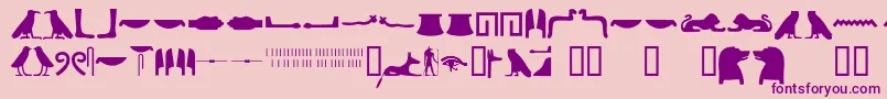 Egyptianhieroglyphssilhouet-fontti – violetit fontit vaaleanpunaisella taustalla