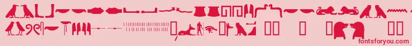 Czcionka Egyptianhieroglyphssilhouet – czerwone czcionki na różowym tle