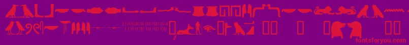 フォントEgyptianhieroglyphssilhouet – 紫の背景に赤い文字