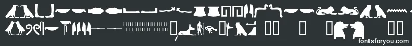 Egyptianhieroglyphssilhouet-fontti – valkoiset fontit mustalla taustalla