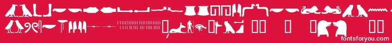 Egyptianhieroglyphssilhouet Font – White Fonts on Red Background