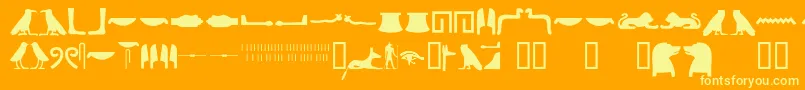 fuente Egyptianhieroglyphssilhouet – Fuentes Amarillas Sobre Fondo Naranja