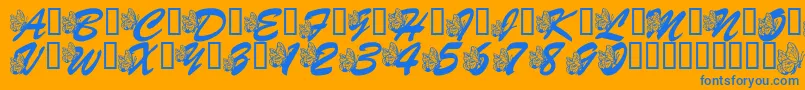 LmsHogleZooFlutterbys Font – Blue Fonts on Orange Background