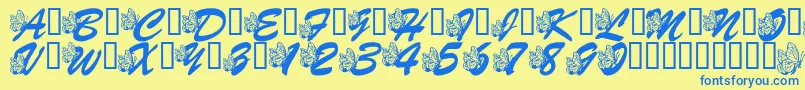 LmsHogleZooFlutterbys Font – Blue Fonts on Yellow Background