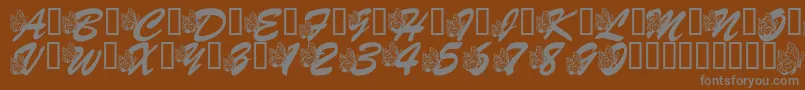 LmsHogleZooFlutterbys Font – Gray Fonts on Brown Background