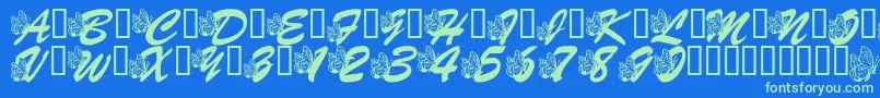 LmsHogleZooFlutterbys Font – Green Fonts on Blue Background