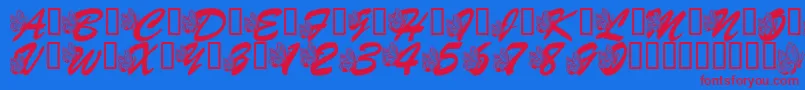 LmsHogleZooFlutterbys Font – Red Fonts on Blue Background